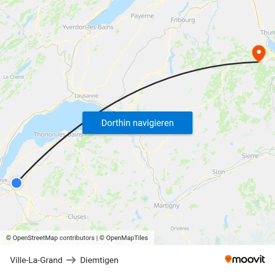 Ville-La-Grand to Diemtigen map
