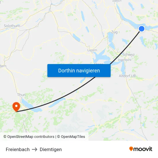 Freienbach to Diemtigen map
