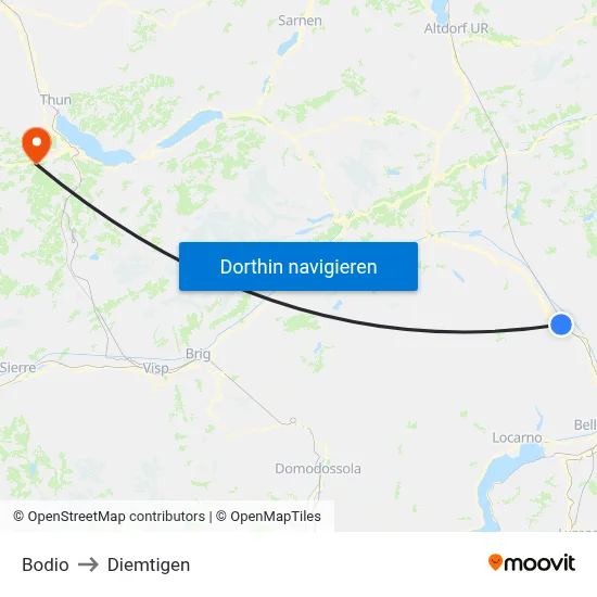 Bodio to Diemtigen map