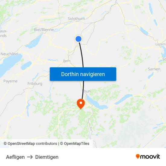 Aefligen to Diemtigen map