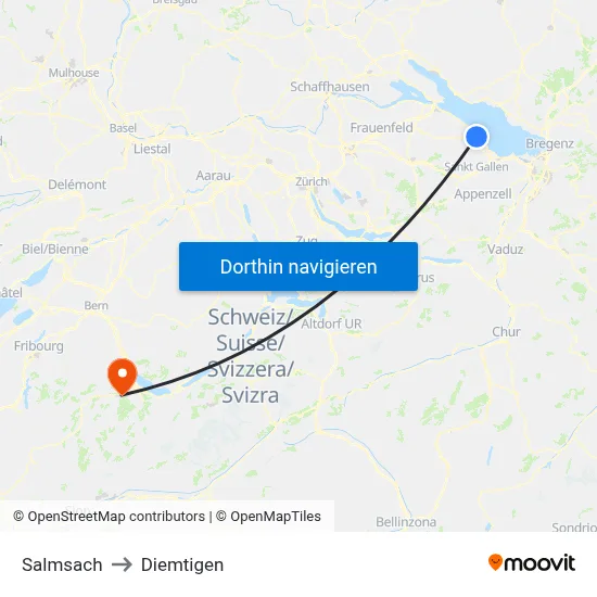 Salmsach to Diemtigen map