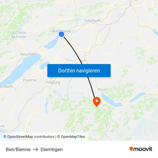 Biel/Bienne to Diemtigen map