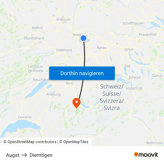 Augst to Diemtigen map