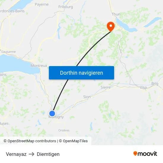 Vernayaz to Diemtigen map
