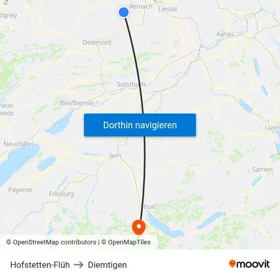 Hofstetten-Flüh to Diemtigen map