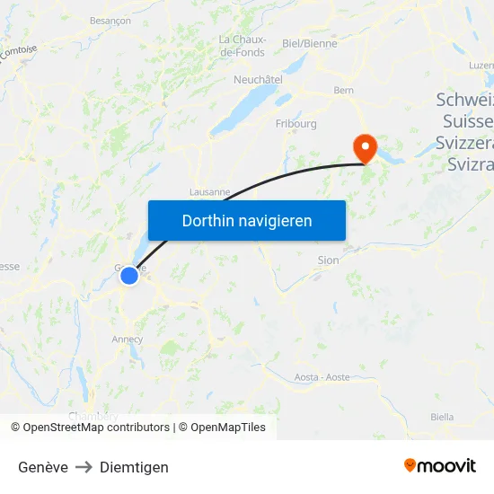 Genève to Diemtigen map
