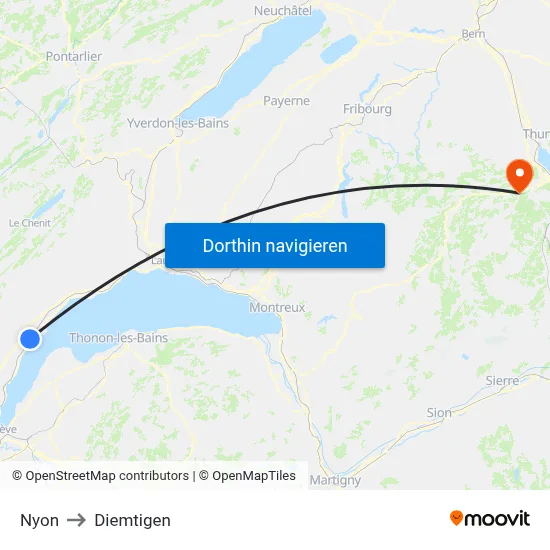 Nyon to Diemtigen map