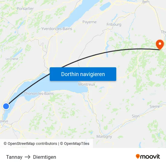 Tannay to Diemtigen map