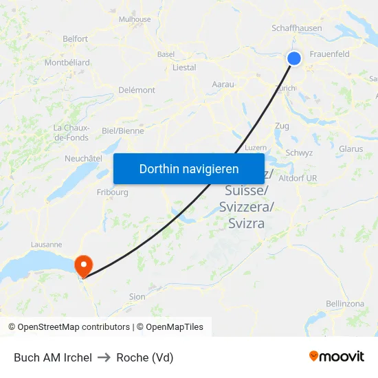 Buch AM Irchel to Roche (Vd) map