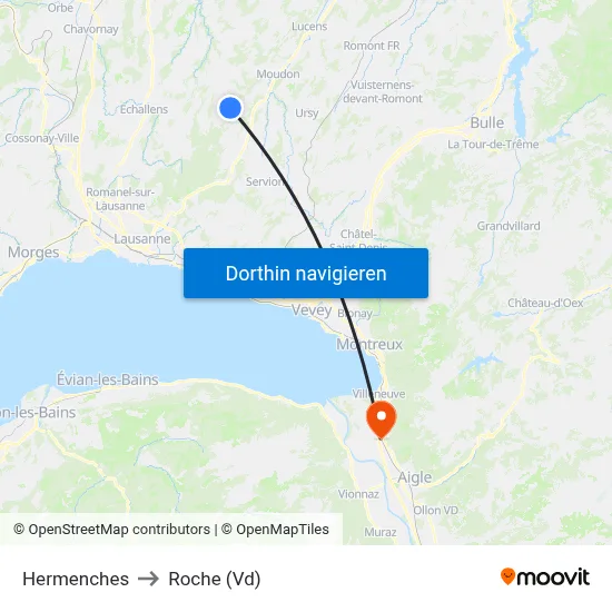 Hermenches to Roche (Vd) map