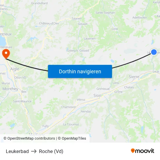 Leukerbad to Roche (Vd) map