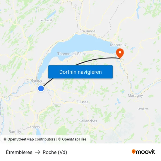 Étrembières to Roche (Vd) map