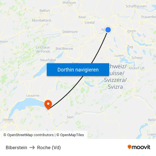 Biberstein to Roche (Vd) map