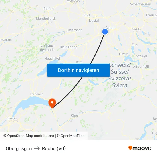 Obergösgen to Roche (Vd) map