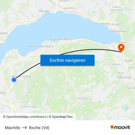 Machilly to Roche (Vd) map