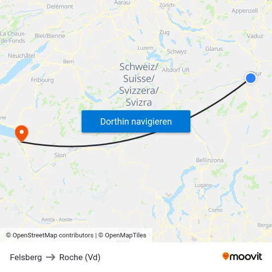 Felsberg to Roche (Vd) map
