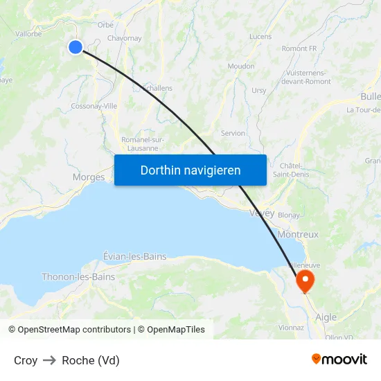 Croy to Roche (Vd) map