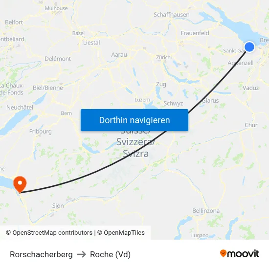Rorschacherberg to Roche (Vd) map