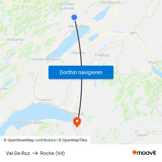 Val-De-Ruz to Roche (Vd) map