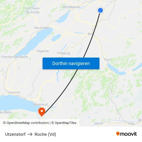 Utzenstorf to Roche (Vd) map
