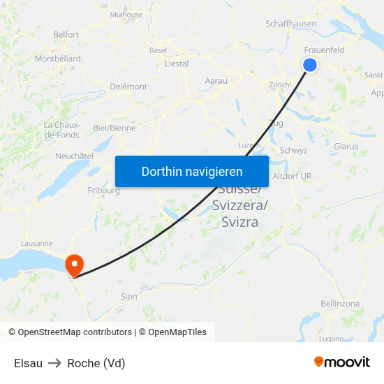Elsau to Roche (Vd) map