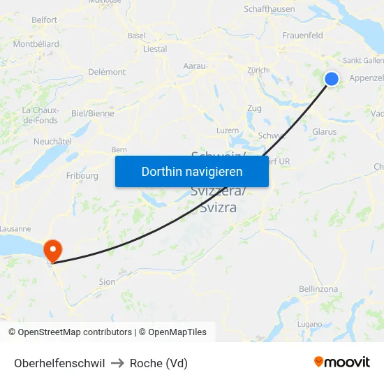 Oberhelfenschwil to Roche (Vd) map