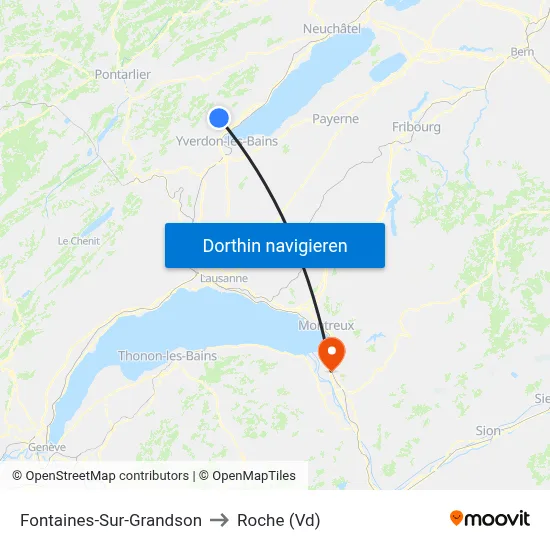Fontaines-Sur-Grandson to Roche (Vd) map