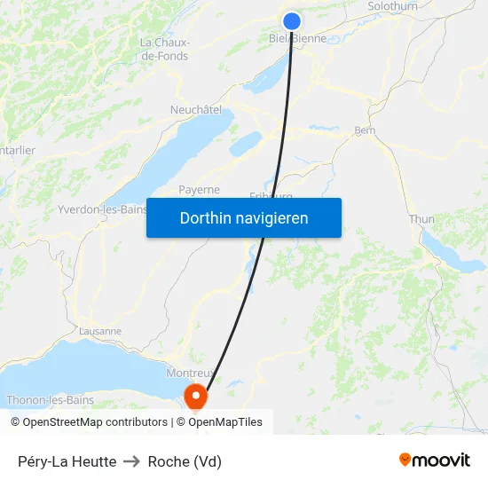 Péry-La Heutte to Roche (Vd) map