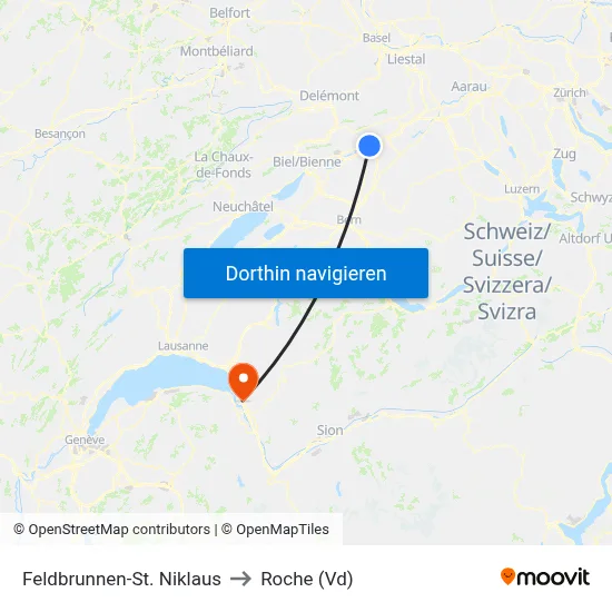 Feldbrunnen-St. Niklaus to Roche (Vd) map