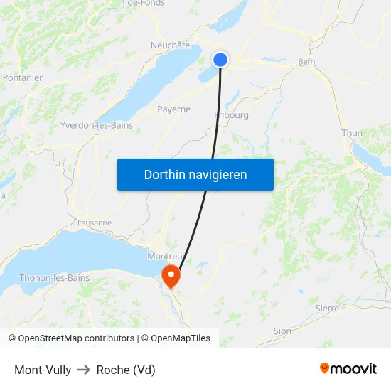 Mont-Vully to Roche (Vd) map
