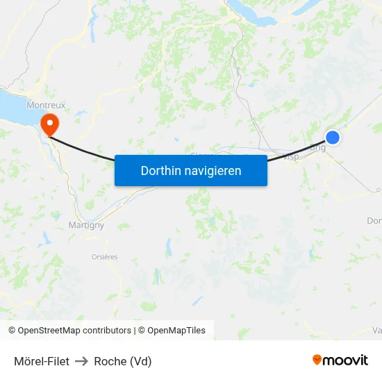 Mörel-Filet to Roche (Vd) map