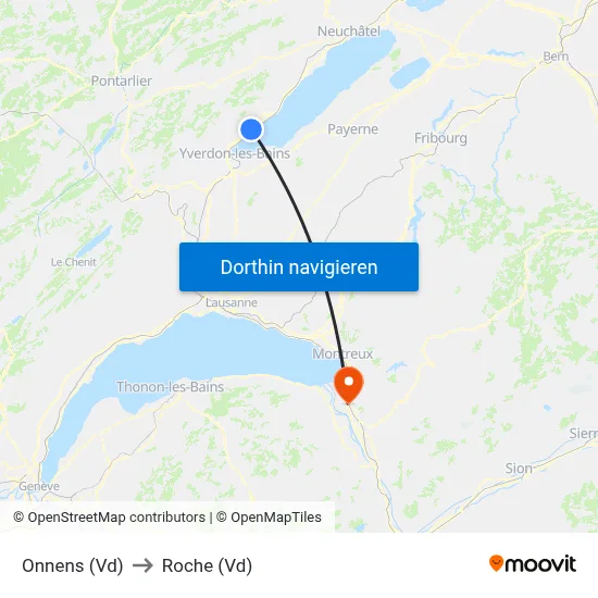 Onnens (Vd) to Roche (Vd) map