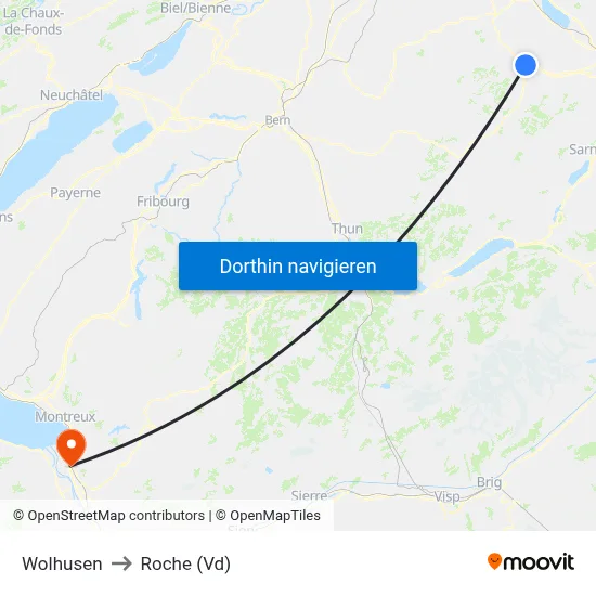 Wolhusen to Roche (Vd) map
