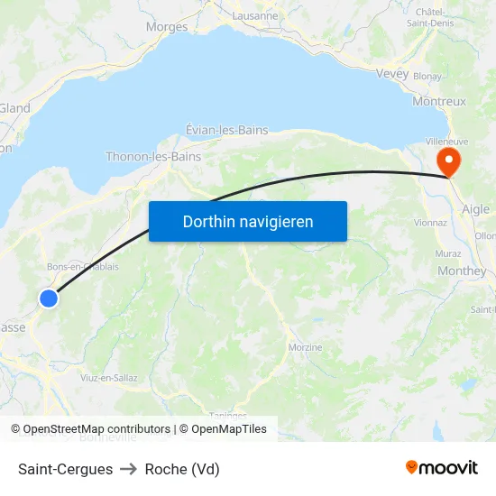 Saint-Cergues to Roche (Vd) map