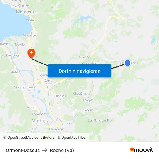 Ormont-Dessus to Roche (Vd) map