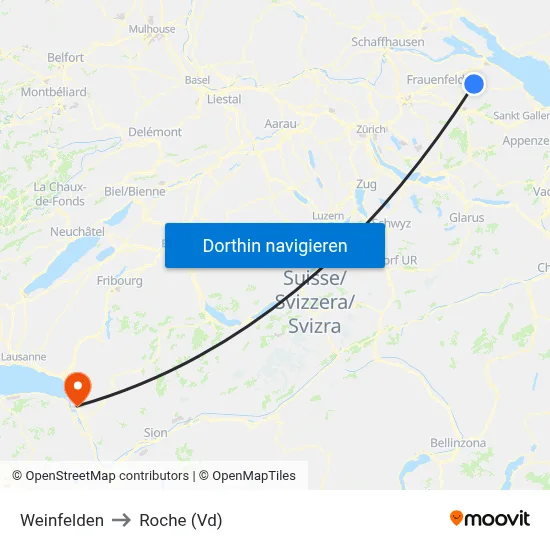 Weinfelden to Roche (Vd) map