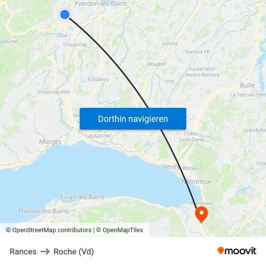Rances to Roche (Vd) map