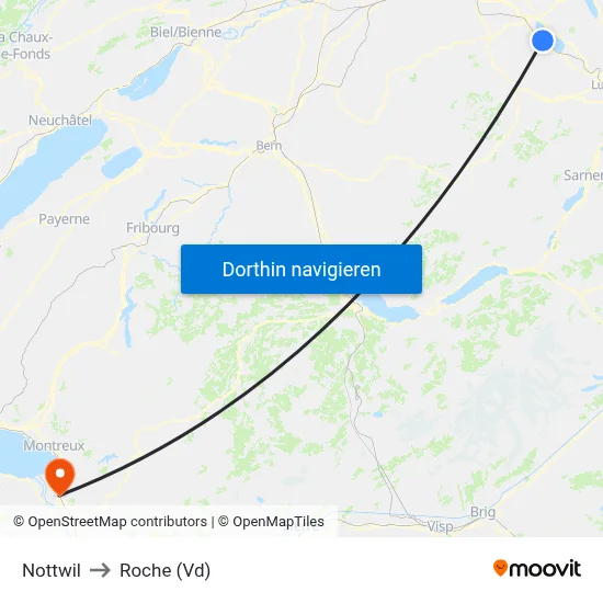 Nottwil to Roche (Vd) map