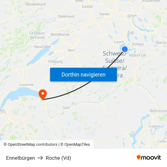 Ennetbürgen to Roche (Vd) map