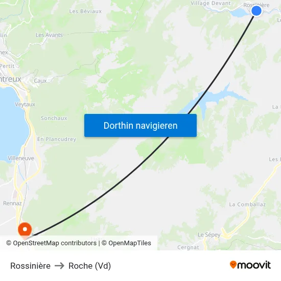 Rossinière to Roche (Vd) map