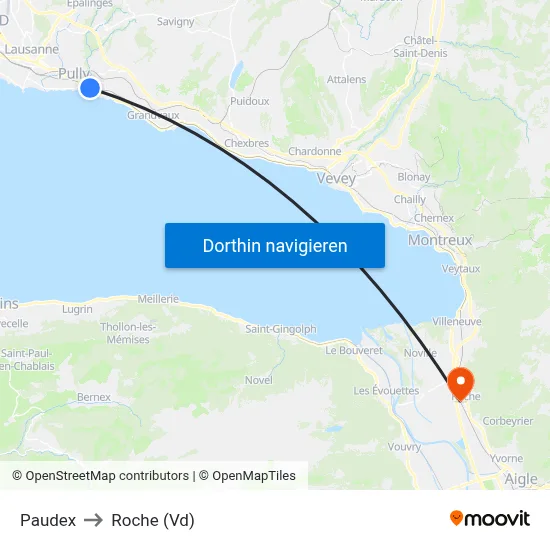Paudex to Roche (Vd) map