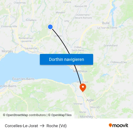 Corcelles-Le-Jorat to Roche (Vd) map