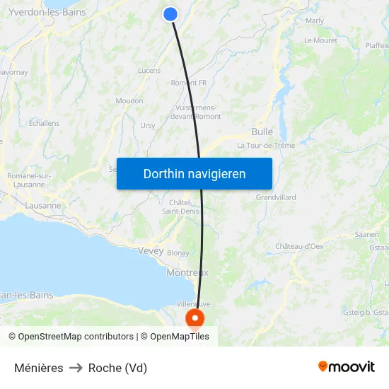 Ménières to Roche (Vd) map