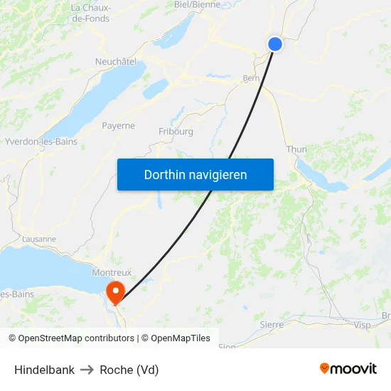 Hindelbank to Roche (Vd) map