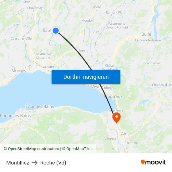 Montilliez to Roche (Vd) map