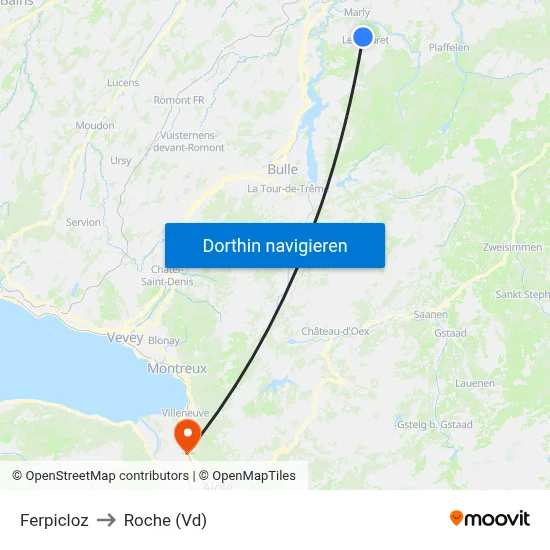 Ferpicloz to Roche (Vd) map