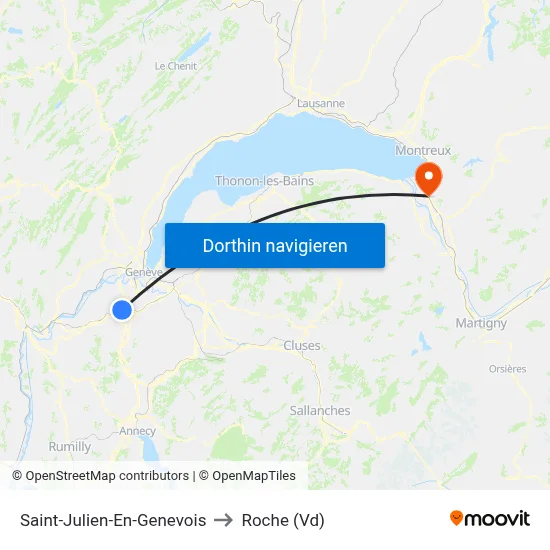 Saint-Julien-En-Genevois to Roche (Vd) map