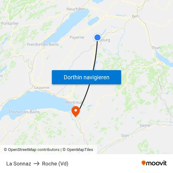 La Sonnaz to Roche (Vd) map