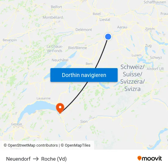 Neuendorf to Roche (Vd) map
