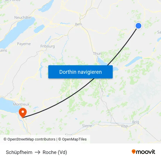 Schüpfheim to Roche (Vd) map